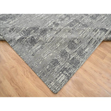 Load image into Gallery viewer, 12&#39;x18&#39;3&quot; Light Gray, Hand Knotted, Modern Criss Cross Erased Design, Hand Spun Undyed Natural Wool, Oversized Oriental Rug FWR388284