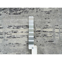 Load image into Gallery viewer, 12&#39;x18&#39;3&quot; Light Gray, Hand Knotted, Modern Criss Cross Erased Design, Hand Spun Undyed Natural Wool, Oversized Oriental Rug FWR388284
