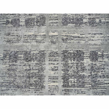 Load image into Gallery viewer, 12&#39;x18&#39;3&quot; Light Gray, Hand Knotted, Modern Criss Cross Erased Design, Hand Spun Undyed Natural Wool, Oversized Oriental Rug FWR388284