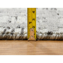 Load image into Gallery viewer, 12&#39;x18&#39;3&quot; Light Gray, Hand Knotted, Modern Criss Cross Erased Design, Hand Spun Undyed Natural Wool, Oversized Oriental Rug FWR388284