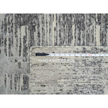 Load image into Gallery viewer, 12&#39;x18&#39;3&quot; Light Gray, Hand Knotted, Modern Criss Cross Erased Design, Hand Spun Undyed Natural Wool, Oversized Oriental Rug FWR388284