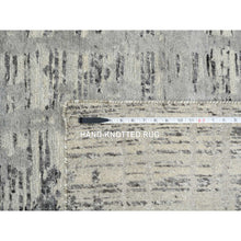 Load image into Gallery viewer, 13&#39;10&quot;x20&#39;2&quot; Light Gray, Hand Spun Undyed Natural Wool, Hand Knotted, Modern Criss Cross Erased Design, Oversized Oriental Rug FWR388290
