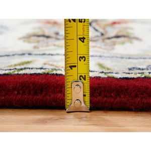 6'x8'10" Cherry Red, Nain With All Over Flower Design 250 Kpsi, Wool Hand Knotted, Oriental Rug FWR388332