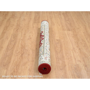 6'x6' Cherry Red, Nain With Center Medallion Flower Design 250 Kpsi, Pure Wool Hand Knotted, Square Oriental Rug FWR388344