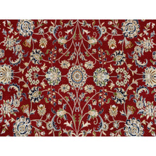 Load image into Gallery viewer, 9&#39;1&quot;x9&#39;1&quot; Cherry Red, Hand Knotted Nain With All Over Flower Design, 250 Kpsi Wool, Round Oriental Rug FWR388368