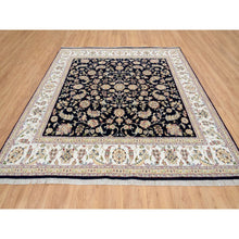 Load image into Gallery viewer, 8&#39;2&quot;x8&#39;2&quot; Midnight Blue, Wool, Nain With All Over Flower Design, 250 Kpsi, Hand Knotted, Square, Oriental Rug FWR388386