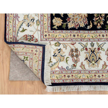 Load image into Gallery viewer, 8&#39;2&quot;x8&#39;2&quot; Midnight Blue, Wool, Nain With All Over Flower Design, 250 Kpsi, Hand Knotted, Square, Oriental Rug FWR388386