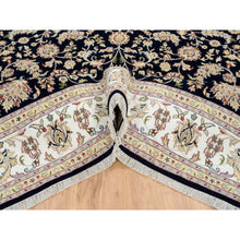 Load image into Gallery viewer, 8&#39;2&quot;x8&#39;2&quot; Midnight Blue, Wool, Nain With All Over Flower Design, 250 Kpsi, Hand Knotted, Square, Oriental Rug FWR388386