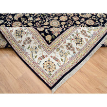 Load image into Gallery viewer, 8&#39;2&quot;x8&#39;2&quot; Midnight Blue, Wool, Nain With All Over Flower Design, 250 Kpsi, Hand Knotted, Square, Oriental Rug FWR388386