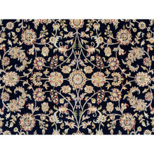Load image into Gallery viewer, 8&#39;2&quot;x8&#39;2&quot; Midnight Blue, Wool, Nain With All Over Flower Design, 250 Kpsi, Hand Knotted, Square, Oriental Rug FWR388386