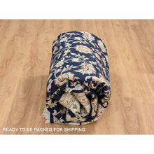 Load image into Gallery viewer, 8&#39;2&quot;x8&#39;2&quot; Midnight Blue, Wool, Nain With All Over Flower Design, 250 Kpsi, Hand Knotted, Square, Oriental Rug FWR388386