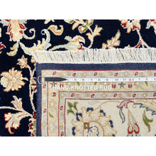 Load image into Gallery viewer, 8&#39;2&quot;x8&#39;2&quot; Midnight Blue, Wool, Nain With All Over Flower Design, 250 Kpsi, Hand Knotted, Square, Oriental Rug FWR388386