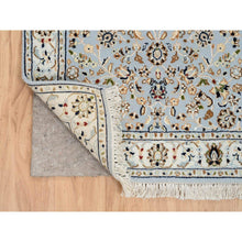 Load image into Gallery viewer, 2&#39;6&quot;x13&#39;9&quot; Light Blue, Nain With All Over Flower Design 250 Kpsi, Wool Hand Knotted, Runner Oriental Rug FWR388416