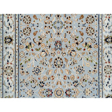 Load image into Gallery viewer, 2&#39;6&quot;x13&#39;9&quot; Light Blue, Nain With All Over Flower Design 250 Kpsi, Wool Hand Knotted, Runner Oriental Rug FWR388416