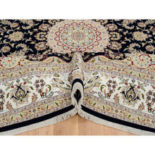 Load image into Gallery viewer, 9&#39;10&quot;x14&#39;3&quot; Midnight Blue, Hand Knotted, Nain With Flower Medallion Design, Wool, 250 Kpsi, Oriental Rug FWR388464