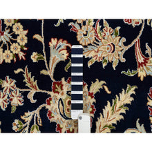 Load image into Gallery viewer, 9&#39;10&quot;x14&#39;3&quot; Midnight Blue, Hand Knotted, Nain With Flower Medallion Design, Wool, 250 Kpsi, Oriental Rug FWR388464