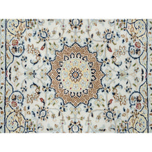 Load image into Gallery viewer, 3&#39;1&quot;x3&#39;1&quot; Ivory, 250 KPSI, Nain with Center Medallion Flower Design, Wool, Hand Knotted, Square Oriental Rug FWR388542