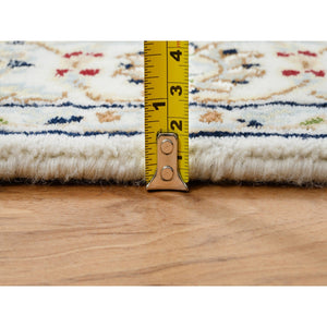 3'1"x3'1" Ivory, 250 KPSI, Nain with Center Medallion Flower Design, Wool, Hand Knotted, Square Oriental Rug FWR388542