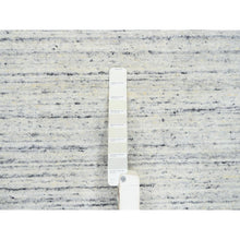 Load image into Gallery viewer, 7&#39;10&quot;x7&#39;10&quot; Ivory, Soft Pile Pure Wool Hand Loomed, Plain Modern Striae Design, Round Oriental Rug FWR388632