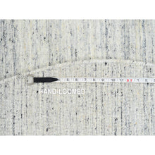 Load image into Gallery viewer, 7&#39;10&quot;x7&#39;10&quot; Ivory, Soft Pile Pure Wool Hand Loomed, Plain Modern Striae Design, Round Oriental Rug FWR388632