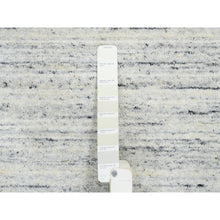 Load image into Gallery viewer, 6&#39;x6&#39; Ivory, Extra Soft Wool Hand Loomed, Plain Modern Striped Design Soft Pile, Square Oriental Rug FWR388644