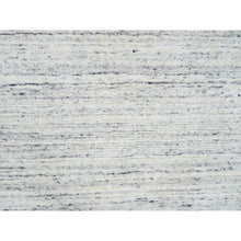 Load image into Gallery viewer, 6&#39;x6&#39; Ivory, Extra Soft Wool Hand Loomed, Plain Modern Striped Design Soft Pile, Square Oriental Rug FWR388644