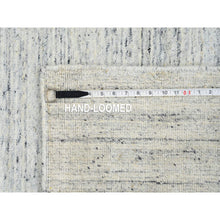 Load image into Gallery viewer, 6&#39;x6&#39; Ivory, Extra Soft Wool Hand Loomed, Plain Modern Striped Design Soft Pile, Square Oriental Rug FWR388644