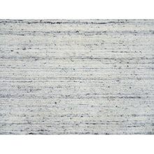 Load image into Gallery viewer, 6&#39;x6&#39; Ivory, Pure Wool Hand Loomed, Plain Modern Striped Design Soft Pile, Round Oriental Rug FWR388662