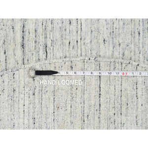 6'x6' Ivory with Mix of Gray, Hand Loomed with Mamluk Design, Tone on Tone, Pure Wool, Round Oriental Rug FWR526284