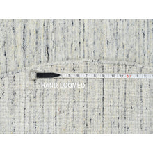 Load image into Gallery viewer, 6&#39;x6&#39; Ivory, Pure Wool Hand Loomed, Plain Modern Striped Design Soft Pile, Round Oriental Rug FWR388662