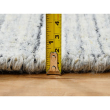 Load image into Gallery viewer, 6&#39;x6&#39; Ivory, Plain Modern Striae Design Soft Pile, Soft Wool Hand Loomed, Round Oriental Rug FWR388668