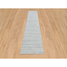 Load image into Gallery viewer, 2&#39;6&quot;x12&#39; Ivory, Plain Modern Striae Design Soft Pile, Organic Wool Hand Loomed, Runner Oriental Rug FWR388680