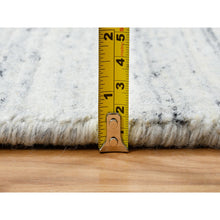 Load image into Gallery viewer, 2&#39;6&quot;x12&#39; Ivory, Plain Modern Striae Design Soft Pile, Organic Wool Hand Loomed, Runner Oriental Rug FWR388680