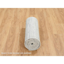 Load image into Gallery viewer, 2&#39;6&quot;x11&#39;10&quot; Ivory, Hand Loomed Plain Modern Striae Design, Soft Pile Natural Wool, Runner Oriental Rug FWR388686