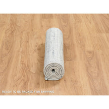 Load image into Gallery viewer, 2&#39;6&quot;x6&#39; Ivory, Hand Loomed Plain Modern Striped Design, Soft Pile Natural Wool, Runner Oriental Rug FWR388716