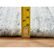 Load image into Gallery viewer, 2&#39;6&quot;x6&#39; Ivory, Hand Loomed Plain Modern Striped Design, Soft Pile Natural Wool, Runner Oriental Rug FWR388716