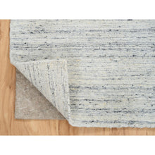 Load image into Gallery viewer, 2&#39;6&quot;x6&#39; Ivory, Pure Wool Hand Loomed, Plain Modern Striae Design Soft Pile, Runner Oriental Rug FWR388722