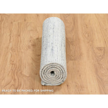 Load image into Gallery viewer, 2&#39;6&quot;x6&#39; Ivory, Pure Wool Hand Loomed, Plain Modern Striae Design Soft Pile, Runner Oriental Rug FWR388722