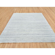 Load image into Gallery viewer, 8&#39;x8&#39; Ivory, Plain Modern Striae Design Soft Pile, Soft Wool Hand Loomed, Square Oriental Rug FWR388728