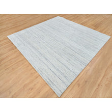 Load image into Gallery viewer, 8&#39;x8&#39; Ivory, Plain Modern Striae Design Soft Pile, Soft Wool Hand Loomed, Square Oriental Rug FWR388728