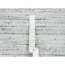 Load image into Gallery viewer, 8&#39;x8&#39; Ivory, Plain Modern Striae Design Soft Pile, Soft Wool Hand Loomed, Square Oriental Rug FWR388728