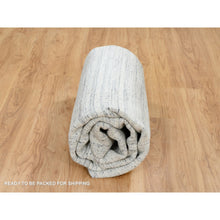 Load image into Gallery viewer, 8&#39;x8&#39; Ivory, Plain Modern Striae Design Soft Pile, Soft Wool Hand Loomed, Square Oriental Rug FWR388728