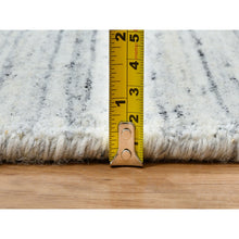 Load image into Gallery viewer, 8&#39;x8&#39; Ivory, Plain Modern Striae Design Soft Pile, Soft Wool Hand Loomed, Square Oriental Rug FWR388728