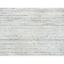 Load image into Gallery viewer, 8&#39;x8&#39; Ivory, Plain Modern Striae Design Soft Pile, Extra Soft Wool Hand Loomed, Round Oriental Rug FWR388764