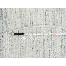 Load image into Gallery viewer, 8&#39;x8&#39; Ivory, Plain Modern Striae Design Soft Pile, Extra Soft Wool Hand Loomed, Round Oriental Rug FWR388764