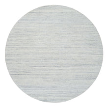 Load image into Gallery viewer, 10&#39;x10&#39; Ivory, Hand Loomed Plain Modern Striae Design, Soft Pile Organic Wool, Round Oriental Rug FWR388770