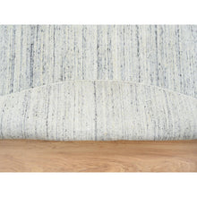 Load image into Gallery viewer, 10&#39;x10&#39; Ivory, Hand Loomed Plain Modern Striae Design, Soft Pile Organic Wool, Round Oriental Rug FWR388770