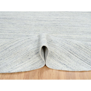 10'x10' Ivory, Hand Loomed Plain Modern Striae Design, Soft Pile Organic Wool, Round Oriental Rug FWR388770