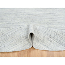 Load image into Gallery viewer, 10&#39;x10&#39; Ivory, Hand Loomed Plain Modern Striae Design, Soft Pile Organic Wool, Round Oriental Rug FWR388770