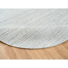Load image into Gallery viewer, 10&#39;x10&#39; Ivory, Hand Loomed Plain Modern Striae Design, Soft Pile Organic Wool, Round Oriental Rug FWR388770